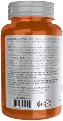 NOW Foods Sports Nutrition, HMB (β-Hydroxy β-Methylbutyrate), Double Strength 1,000 mg, 90 Tablets - Image 3