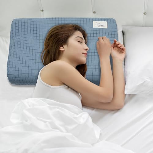 Contour Pillow Case Cotton Pillowcase Covers with Zipper, Zippered Soft Replacement Cases for Memory Foam Ergonomic Contour Neck Cervical Latex Pillows for Pain Relief Protector Plaid Print Cover Only - Image 6