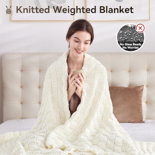 Knitted Weighted Blanket for Adult, No Beads Heavy Blanket 48"x72" 10lbs - Image 5