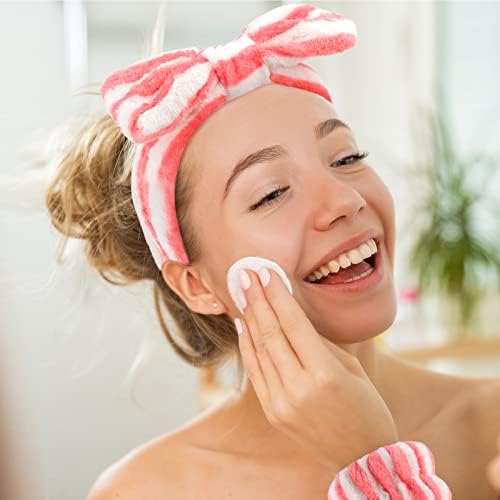 WHAVEL 6PCS Spa Headband and Wristbands Set, Face Wash Headband Wrist Bands for Washing Face Makeup Skincare Hair Band Skin Care Accessories Tools - Image 3