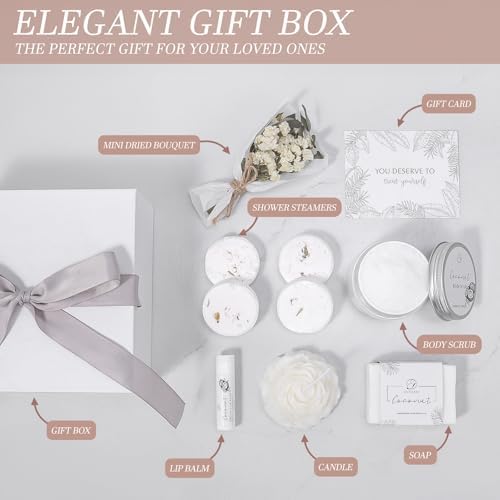 Spa Gifts for Women Coconut Lavender Home Spa Set Birthday Gift Baskets - Image 3
