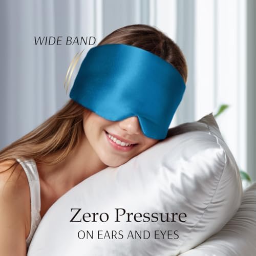 Zenssia 100% Mulberry Silk Sleep Eye Mask for Men and Women, Peacock Blue - Image 5