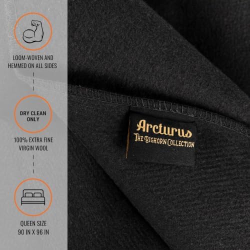 Arcturus Bighorn 100% Virgin Wool Blanket | Heirloom-Quality Wool Bedding for Home & Cabin | Warm, Thick & Durable (Queen Size, Raven Black) - Image 2