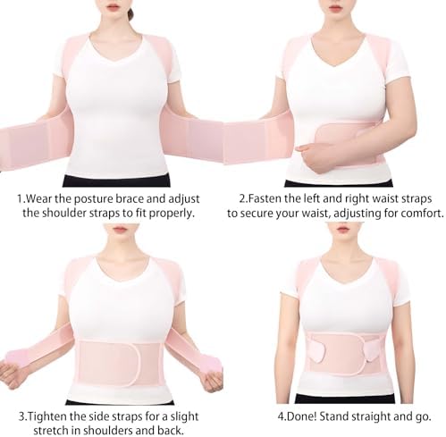 Back Brace Posture Corrector for Women and Men Upgraded Dynamic Traction Correction System Adjustable Shoulder Support Straightener Helps Reduce Upper Lower Back Pain Suitable for Hump Scoliosis Pink Small - Image 6