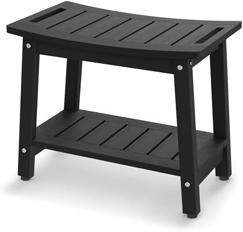 Waterproof HDPE Shower Bench for Inside Shower, Shower Stool, Black by BEKVEMLIVING