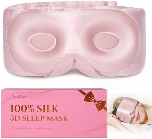BeeVines Luxury Pure 100% Silk Sleep Mask for Women, 3D Countourd Eye Mask by BeeVines