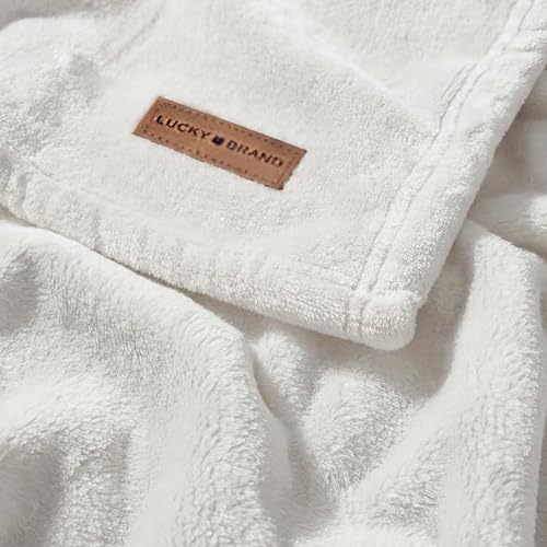 Lucky Brand Solid Plush Throw Blanket, Snowy White, 50"x70" - Image 5