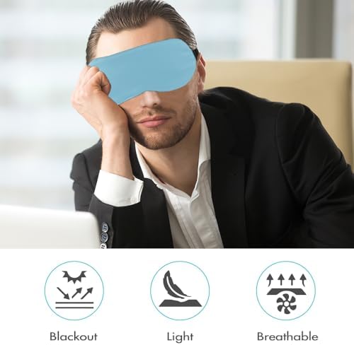 2 PCS Blue Silk Sleep Mask - Eye Masks for Sleep, Blindfold Travel Eye Mask - Shade Cover for Sleeping - Men & Women - Image 6