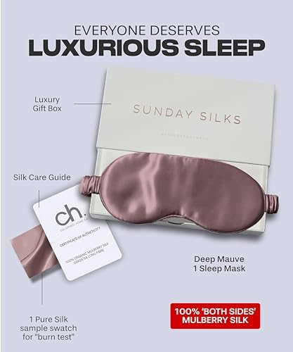 SUNDAYSILKS™ Exclusive Mulberry Silk Sleep Mask | Soft Eye Covers, Blackout Sleeping Mask for Women & Men | Silk Eye Mask for Sleep, Travel, and Relaxation | Antifaz para Dormir [Deep Muave] - Image 4