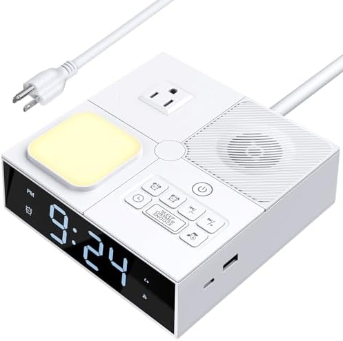 White Noise Sound Machine with Dual Alarm Clock - Soft Night Light 41 Non Looping Sounds USB Port Charger 3 Timers Memory Function 31 Adjustable Volume Sleep Sound Machine for Adult & Home Bedroom by Gannyfer