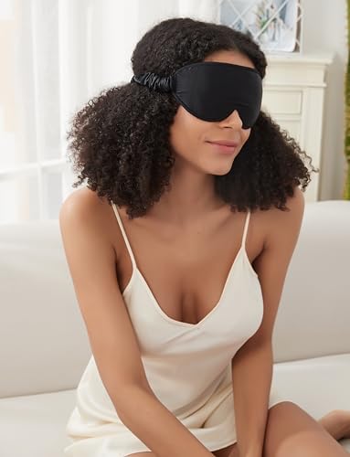 ALASKA BEAR Luxurious Silk Eye Mask with Deep Contour Molded Cups for Beauty Sleep & Lashes Extensions, 3D Zero Pressure Sleeping Eye Cover with Easy-to-Adjust Strap - Image 4