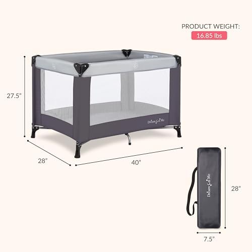Dream On Me Nest Portable Playard, Lightweight, Foldable, Carry Bag, Grey - Image 4