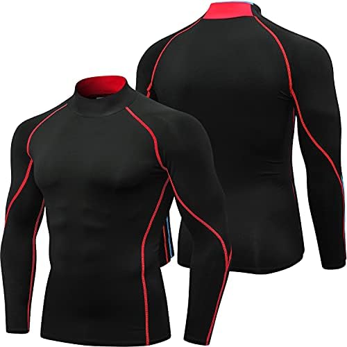 SPVISE Men's Compression Shirts Long Sleeve Mock Turtleneck Workout Tops - Image 2