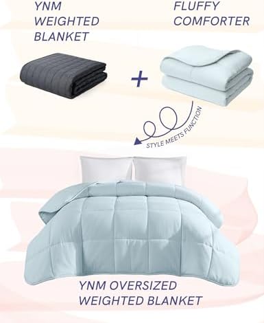 YnM Weighted Blanket Queen 15lbs, The Heavy Oversized Weighted Comforter, Warm & Fluffy Throw (Green, 15lbs, 90" Lx90 W) - Image 2