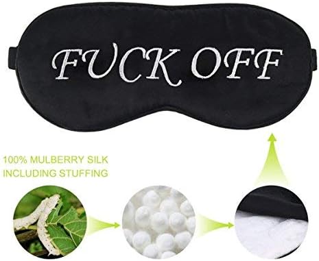 Sleep Eye Mask for Men Women, Night Sleep Mask, Block Out Light, Soft Comfort Eye Shade Cover for Travel Office Home Blindfold with Adjustable Strap Black (Off White) - Image 3