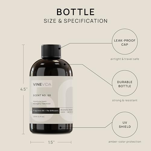 VINEVIDA Mahogany Teakwood Fragrance Oil for Cold Air Diffusers - 4 Fl Oz - Essential Oils for Diffuser Oil Refill & Air Freshener Room Spray (Pack of 2) - Image 6