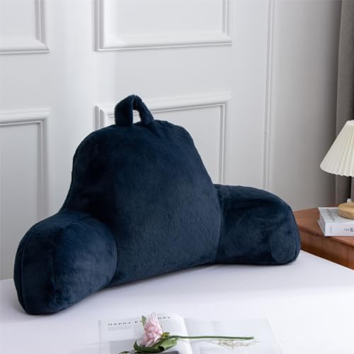 Aimuan Reading Pillow Bed Rest Wedge Large Adult Backrest Pillow with Arms Back Support for Sitting Up in Bed Cushion Incline Rest Sleeping Snoring Pillow, Dark Blue Large by AIMUAN