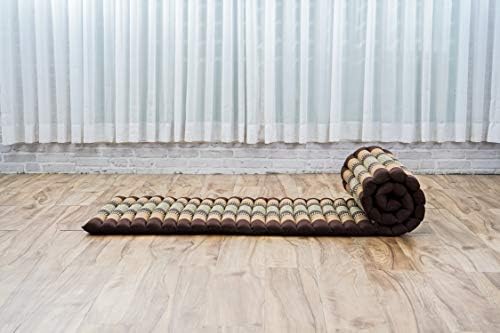 Leewadee - Foldable Floor Mattress - Japanese Roll Up Futon -Trifold Tatami Mat- Guest Floor Bed - Camping Mattress - Thai Massage Mat, Kapok Filled, 75 x 20 inches, Brown - Image 6