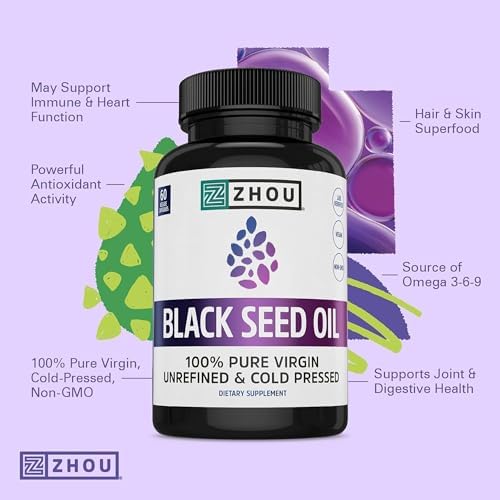 Zhou Black Seed Oil & Capsules - Hair & Skin - 8 fl oz Bottle & 60 Capsules - Image 6