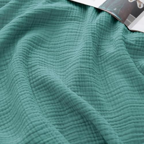 David's Home 100% Cotton Muslin Blanket Twin Size for College Dorm, 4-Layer Soft Breathable Lightweight Comfy Cozy Throw Guaze for Hot Sleepers, 3D Bubble Room Decor for Bed, Giftable, Teal, 66"x90" by DavidsHome