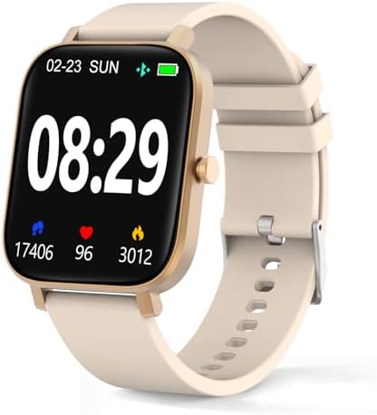 Smart Watch for Men Women SmartWatch 1.83" for iPhone Samsung Android Phone Compatible, Fitness Tracker Watch with Pedometer, Heart Rate/Sleep Monitor, Blood Oxygen, IP68 Waterproof (Gold) by Choiknbo
