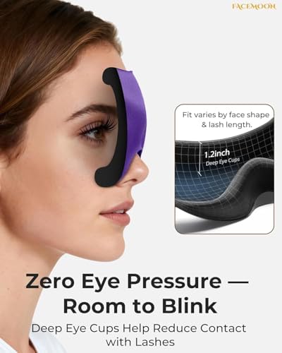 Sleep Mask for Side Sleepers: Lash Extensions 3D Contoured Eye Mask – Airplane Travel Essential, Zero-Pressure Light Blackout Eye Mask for Women – Soft Night Blindfold for Long Flights (Purple) - Image 3