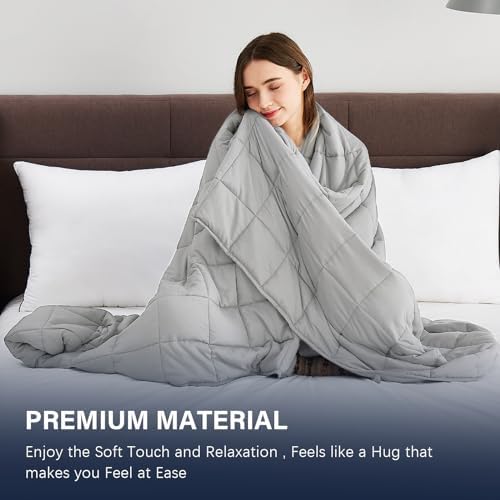 CuteKing Weighted Blanket for Adults: Weighted Blanket with Premium Glass Beads - Breathable Heavy Blanket for Comfort Sleep - Thick Blanket for Adult All Season (12lbs, 48"x72", Light Grey) - Image 2