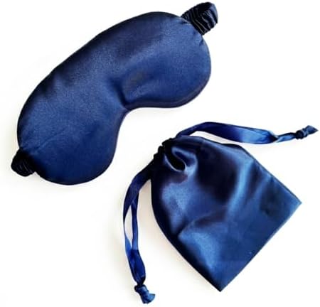 [1 Pack] QSYW Sleep Masks, Satin Eye Mask for Sleeping - Silky Eye Masks Bulk with Storage Bag & Elastic Strap,Dark Blue by QSYW
