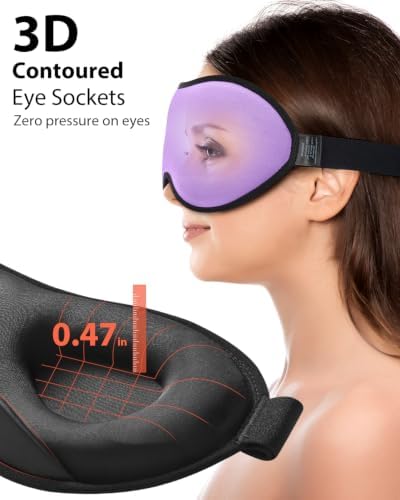 MABAO Weighted Sleep Mask, 100% Blackout Blindfold for Sleeping, Purple - Image 5