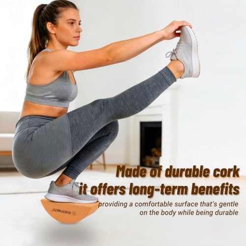 EVERYMATE Cork Balance Board Kit, Foot & Ankle Strengthener with Massage Roller/Ball,Balance Board Half & Half-Moon Ball, for Enhance Mobility & Prevent Falls Improve Foot Function for Home/Office/Gym - Image 5
