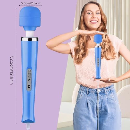 AEVEONE Wired Powerful Handheld Wand Massager, Strong Personal Vibration Massage for Sports Recovery, Back Muscle Aches, Whole Body Pain (Blue) - Image 2