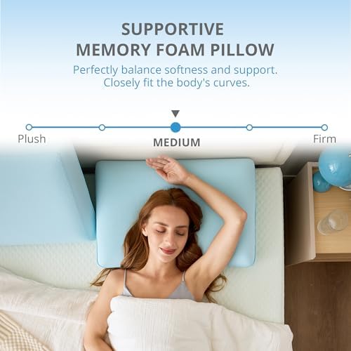 Cooling Gel Memory Foam Pillow for Hot & Side Sleepers, Neck Support, Blue - Image 3