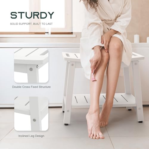 Waterproof HDPE Shower Bench for Inside Shower, Shower Stool, White - Image 4