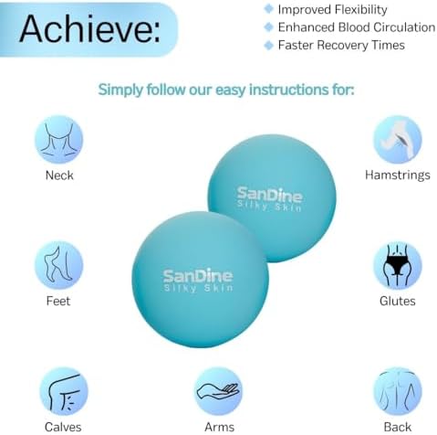 Lacrosse Massage Balls for Deep Tissue Massage - Release Tension Relieve Muscle Soreness Improve Flexibility - Ideal for Myofascial Release Trigger Point Therapy - 2Pack Yoga Balls by Sandine (Blue) - Image 2