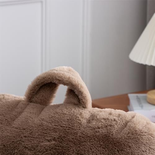 Aimuan Reading Pillow Bed Rest Pillow with Arms Rabbit Fur Cushion for Adults Teens Incline Rest Sitting up & Sleeping Snoring Pillow with Pregnancy Lumbar Back Support (Standard, Khaki) - Image 4