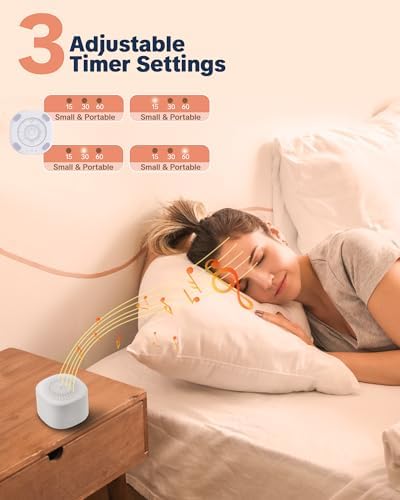 Travel White Noise Sound Machine 20 Sounds, Portable Sound Machine for Adults Sleep, Mini Sleep Aid with Adjustable Volume, 3 Timers, Colorful Night Light, Rechargeable for Baby, Home, Registry Gift - Image 4