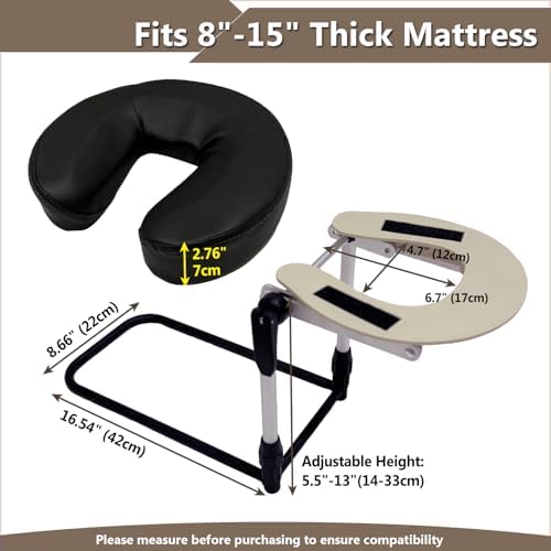 Massage Headrest for Bed Face Cradle, Adjustable Home Mattress Top Massage Kit, Head Cushion for Face Down, Home Salon Headrest Support for Vitrectomy Recovery, Spa & Sleeping (Black) - Image 2