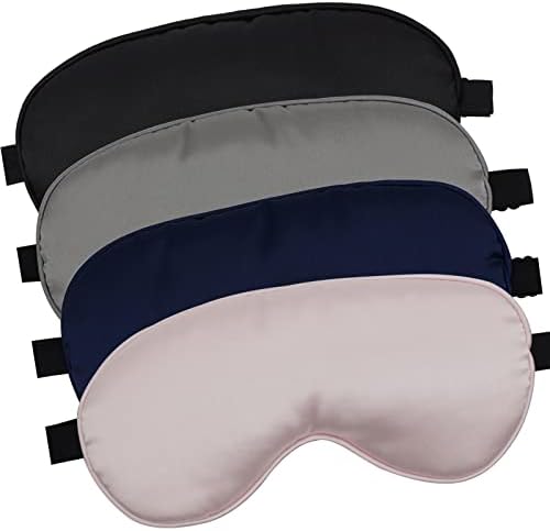 LERSVICVIL 4 Pack Eye Mask for Sleeping Silky Soft Satin Blindfold Adjustable Strap Night Eye Cover for Women Men by LERSVICVIL