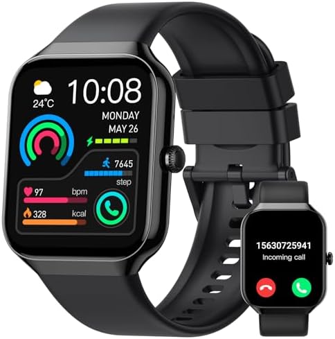 Smart Watch,1.96"HD Smartwatch for Men Women (Answer/Make Call), 2026 Fitness Activity with Heart Rate/Sleep Monitor/Step Counter, IP68 Waterproof, 113+ Sport Modes Running Watch for Android iOS Black by Jugeman