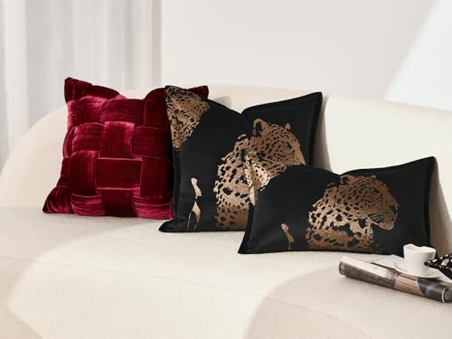 Velvet Throw Pillow Covers 18x18'', New Upgrade Brown Cheetah Leopard Embroidered Pillows Cover, Decorative Pillow Cushion Cover for Sofa Bed Bedroom Living Room - Image 2