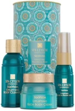 SPA CEYLON SeaVeda Uplifting Wellness Trio – Pampering Kit with Natural Ingredients, Ayurvedic Gift Set with Shower Gel, Body Cream & Pillow Mist, 3-Piece Set, Pamper set (150 g, Spearmint) by SPACEYLON