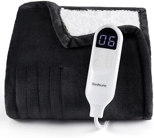 Bedsure Heated Blanket Throw, Soft Electric Blanket with Preheat, Black by Unknown