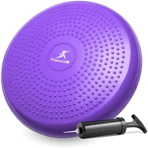 ProsourceFit Core Balance Disc, Inflatable Wobble Cushion with Hand Pump, Dual-Textured Non-Slip Surface for Core, Balance, and Stability Training, 14-inch by PROSOURCE