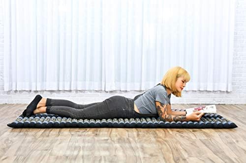 Leewadee - Foldable Floor Mattress - Japanese Roll Up Futon -Trifold Tatami Mat- Guest Floor Bed - Camping Mattress - Thai Massage Mat, Kapok Filled, 75 x 28 inches, Blue - Image 2