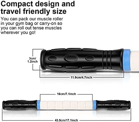 iGreely Premium Muscle Roller the Ultimate Massage Roller Stick 17 Inches Recommended By Physical Therapists Promotes Recovery Fast Relief for Cramps Soreness Tight Muscles-White - Image 2