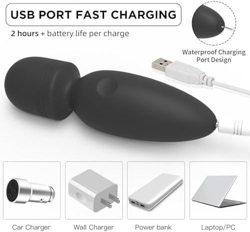 Fuwyiy Mini Massager Tools,Small Waterproof Cordless Handheld Massager with 10 Vibration Modes, Personal Handheld Massager for Back（Black） - Image 3