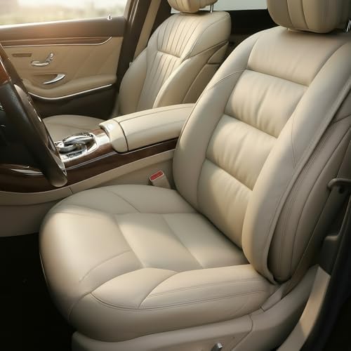 CORRIDOR Genuine Leather Seat Cushion for Car - Handmade - Relieve Hip, Pressure and Sciatica Pain - Ideal for Lower Back Pain - for Office Chair and Car Seat (Off White, Backrest) by CORRIDOR