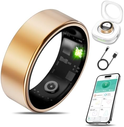Smart Health Ring Fitness Tracker for Men Women, Sleep, Stress & Activity Monitoring, IP68 Waterproof, Long Lasting Battery, No Subscription Fees, Compatible with iOS & Android, Rose Gold 8 by Milavan