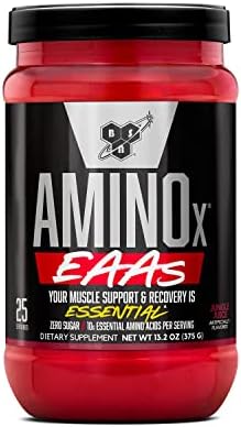 BSN Amino X EAAs, Muscle Recovery and Endurance, 10g Essential Amino Acids, 5g BCAAs, Zero Sugar, Caffeine Free, Jungle Juice, 13.2oz, 25 Servings by BSN
