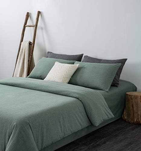 F.Y.Dreams 100% Washed Cotton Duvet Cover for Weighted Blanket 48x72 inches with 16 Ties, Zipper on Long Side/Grass Green/Just Duvet Cover - Image 2